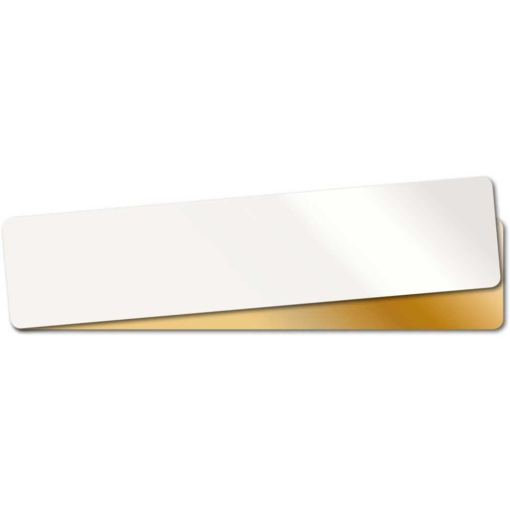 Etiketten gold oder weiß für 200 g Dosen. Zum Beispiel können Sie die flachen 200g Wurstdosen, 99/36 optimal damit auszeichnen