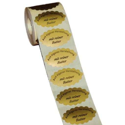 Etiketten in gold mit Aufdruck