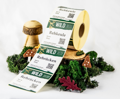 Jagdetiketten auf Rolle