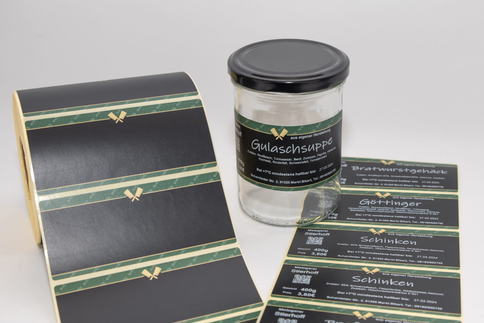 schwarze Etiketten für Gläser mir Rahmen - modern
