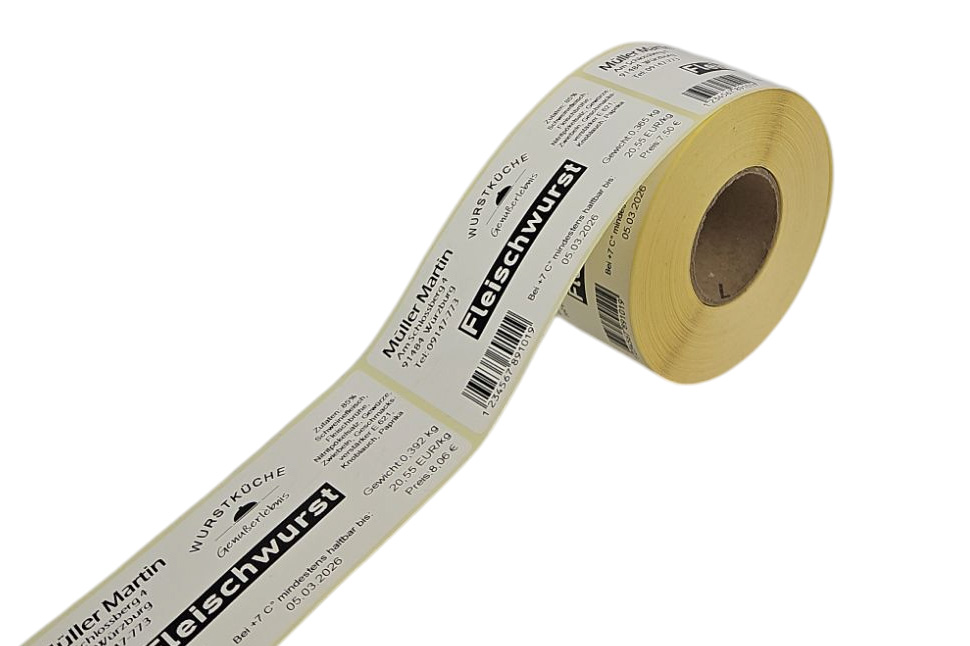 bedrucktes Etikettenbeispiel Thermoetiketten 49x104mm