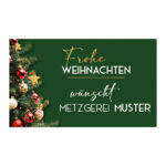 fertig bedruckte Weihnachtsetiketten - grün mit Tannenbaum