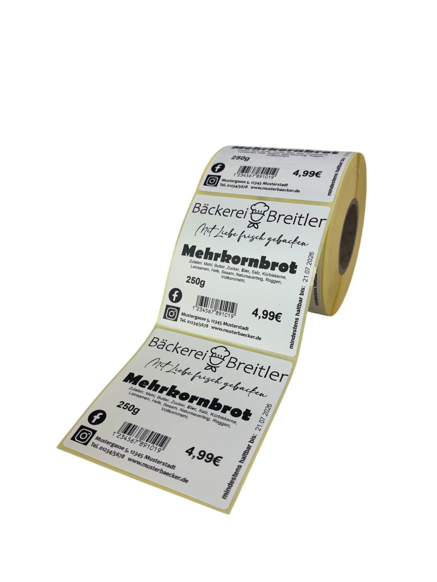 bedrucktes Etikettenbeispiel Thermodirektetiketten 80x80mm